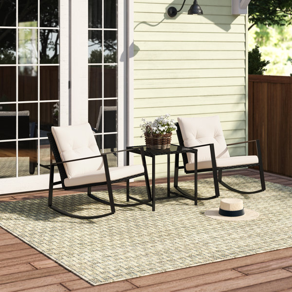 Kinzie outdoor 3 piece bistro set store with cushions